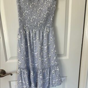 Floral Smocked Blue Dress